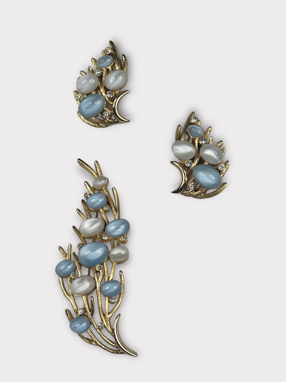 Trifari Clip Earrings and Brooch Set