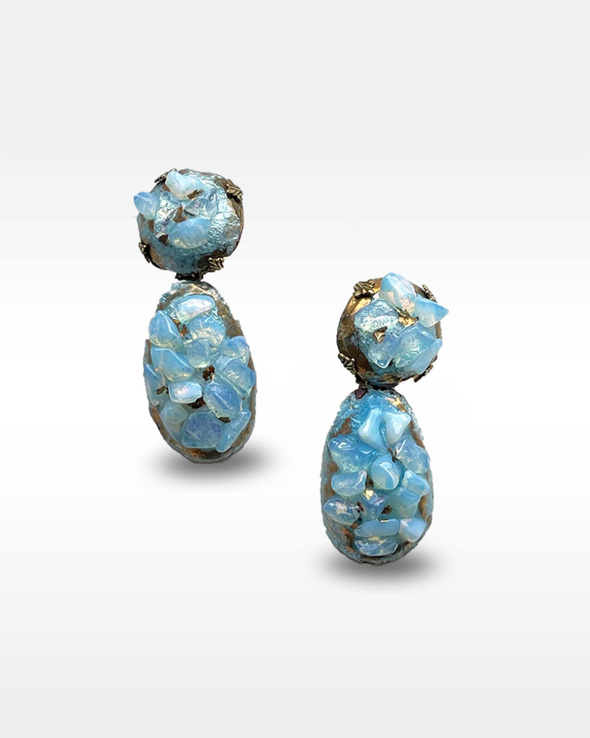 Andrée Bazot Blue Glass Earrings