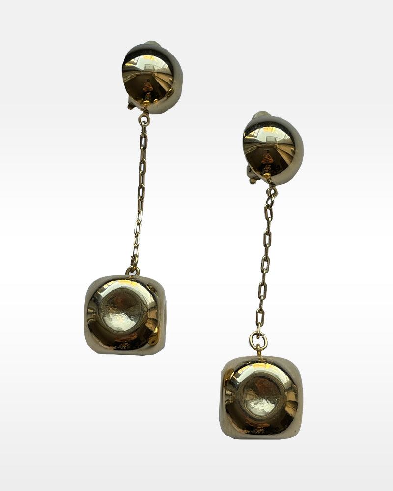 Givenchy Gold Metal Drop Clip Earrings