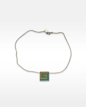 Givenchy Orange and Turquoise Blue "G" Pendant Necklace