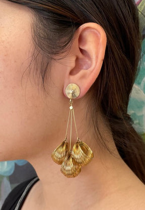 Wire Hoop Gold Metal Drop Clip Earrings