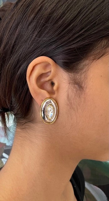 Givenchy Mirrored Oval Clip Earrings