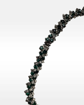 Kramer Couture 1950s Green and Clear Rhinestone Necklace