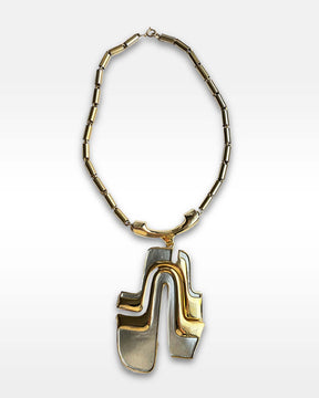 Pierre Cardin Silver Enamel and Gold Necklace