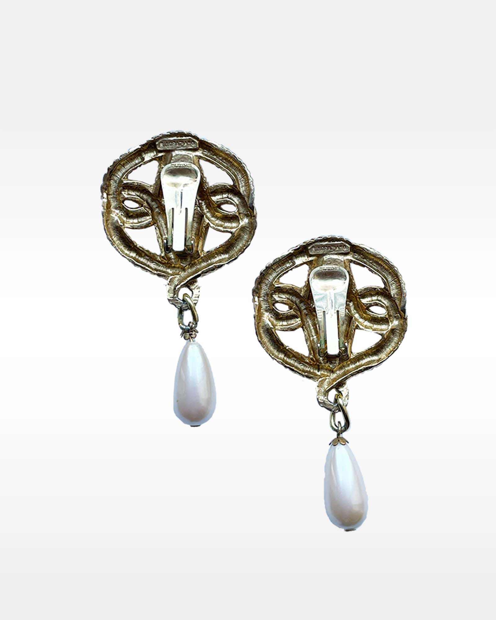 RJ Graziano Gold Knot and Pearl Drop Clip Earrings