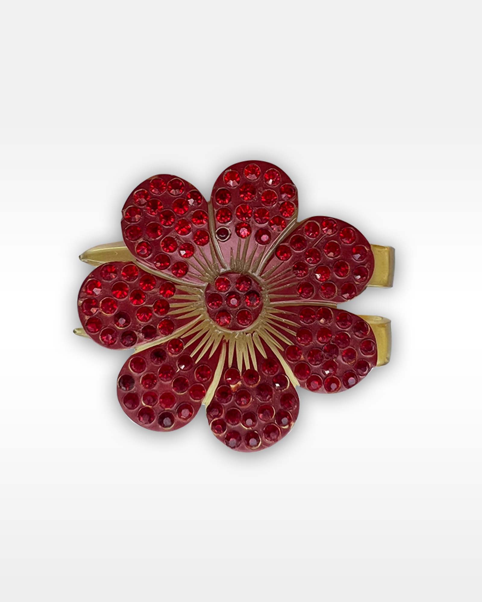 Red Rhinestone Celluloid Hair Comb