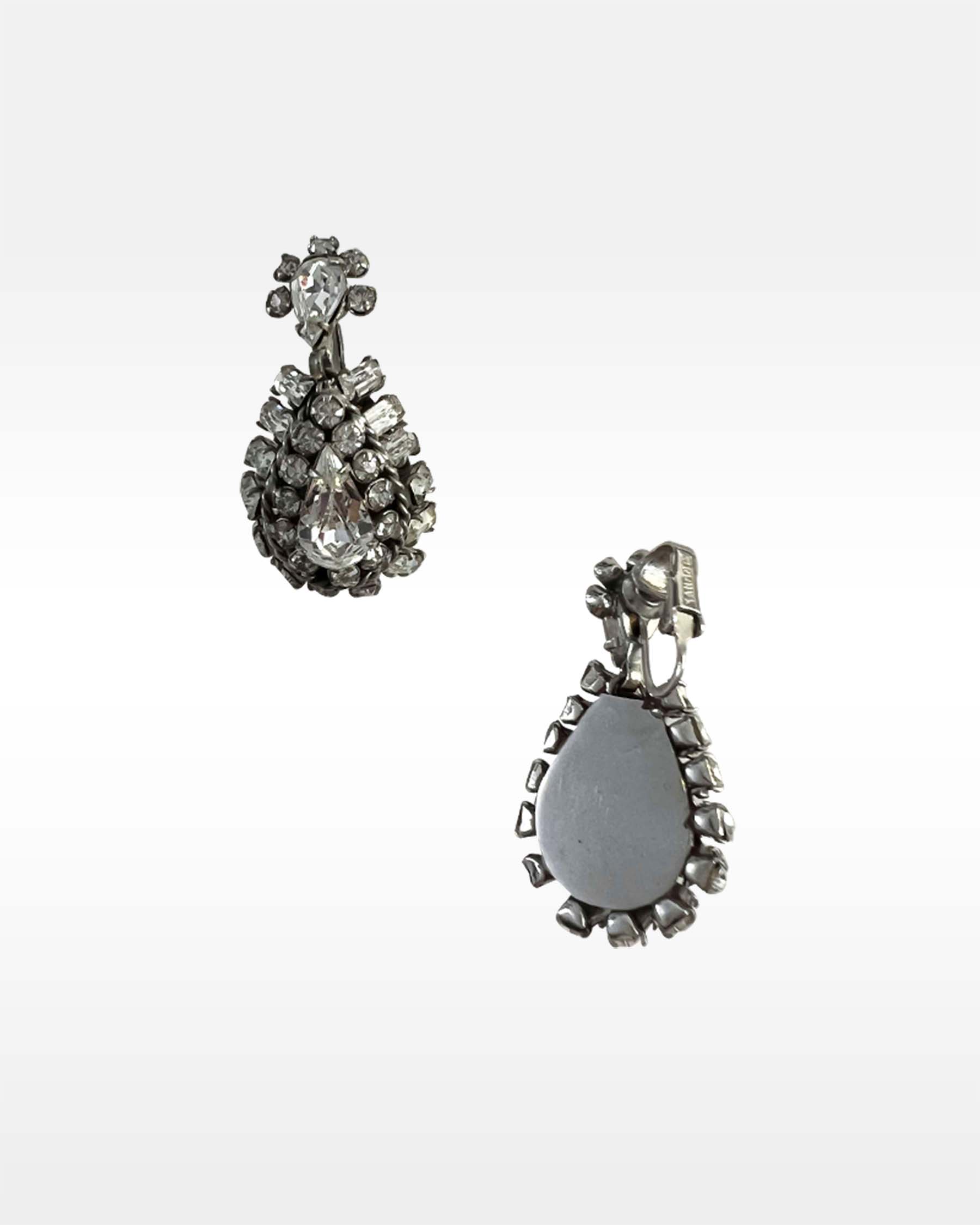 Sandor Clear Rhinestone and Silver Metal Clip Earrings