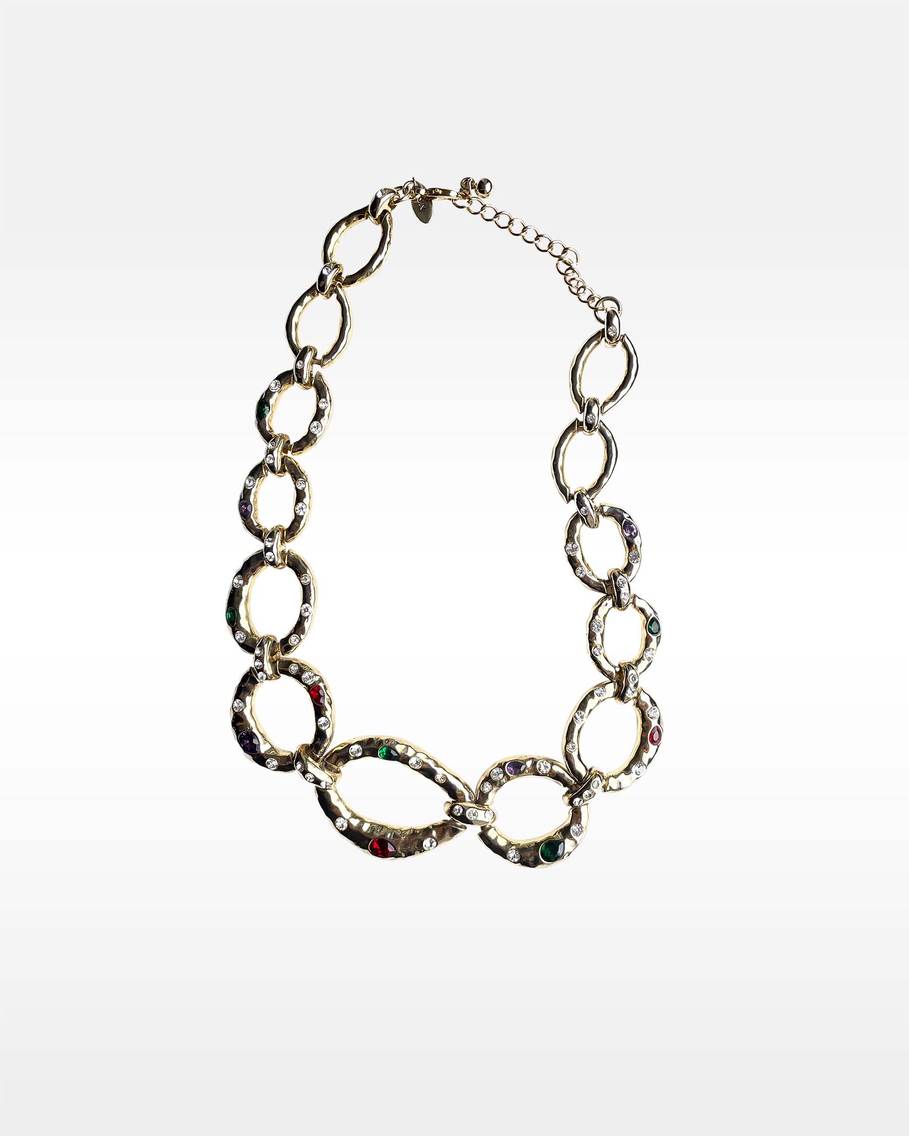 Scaasi Multicolored Rhinestone Gold Metal Necklace