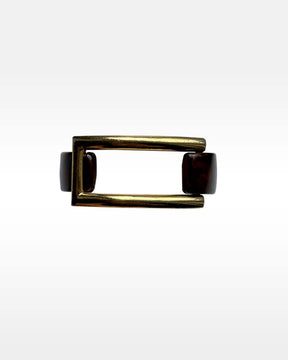 Trifari Brown and Gold Buckle Cuff Bracelet