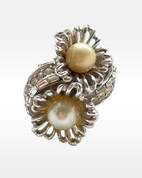 Vendome Clear Rhinestone and Faux Pearl Ring